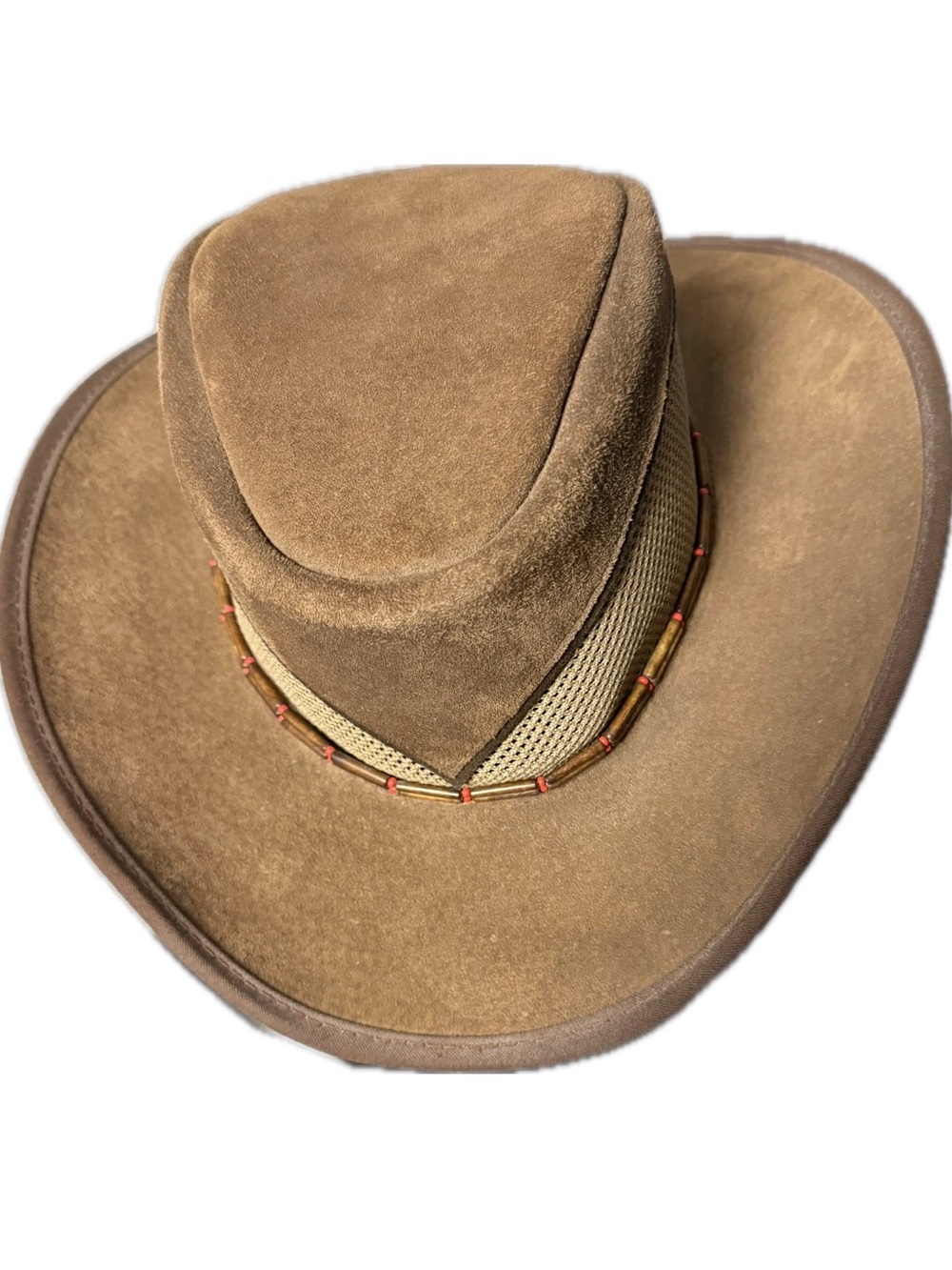 Head’Home Brown Western Handmade Durango Cowboy Suede-Mesh Hat Sz OS  made n USA
